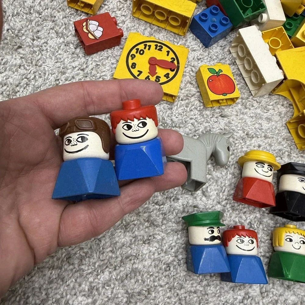 Vintage Lego Duplo bricks figures people horse vehicles huge lot (AS‎ IS READ)